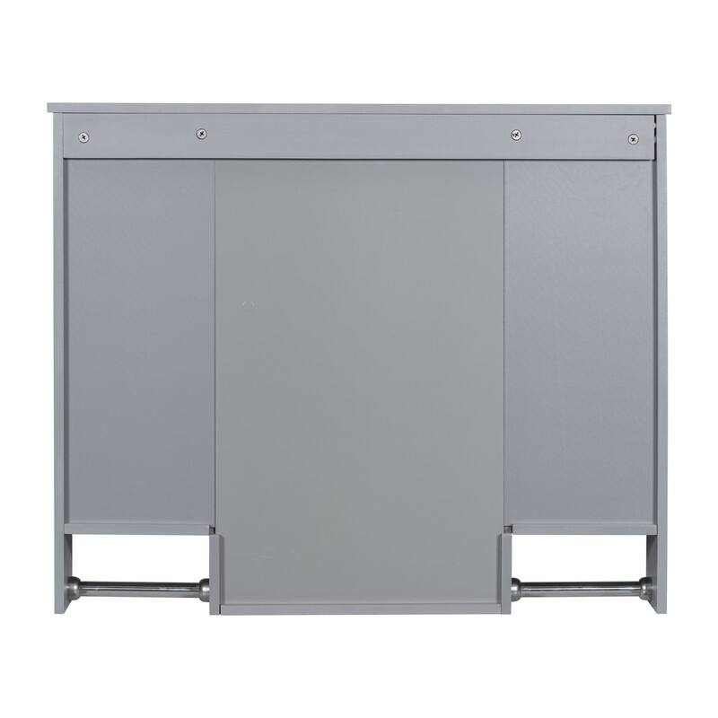 35" x 28" Modern Bathroom Mirror Cabinet with Towel Bar - Wall Mounted Storage & Vanity Mirror