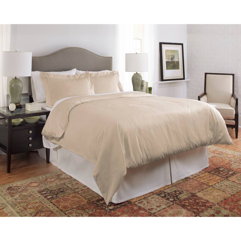 Pointehaven 450 TC Dobby Jacquard Cotton Luxury Size Duvet Set - Camel - King - Cal King