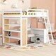 preview thumbnail 1 of 23, Classic Full Size Loft Bed with 4 Layer Shelves & Built-in Ladder &Safety Guard Rails & Leisure Office Desk, for Dorm Bedroom White