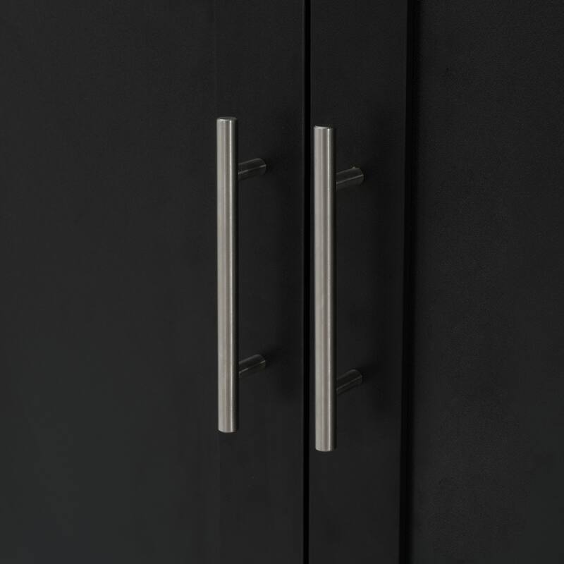 Anmytek Black Rolling Kitchen Cart, 39.76" Mobile Island with Storage, 2 Doors, 3 Drawers and Adjustable Shelf