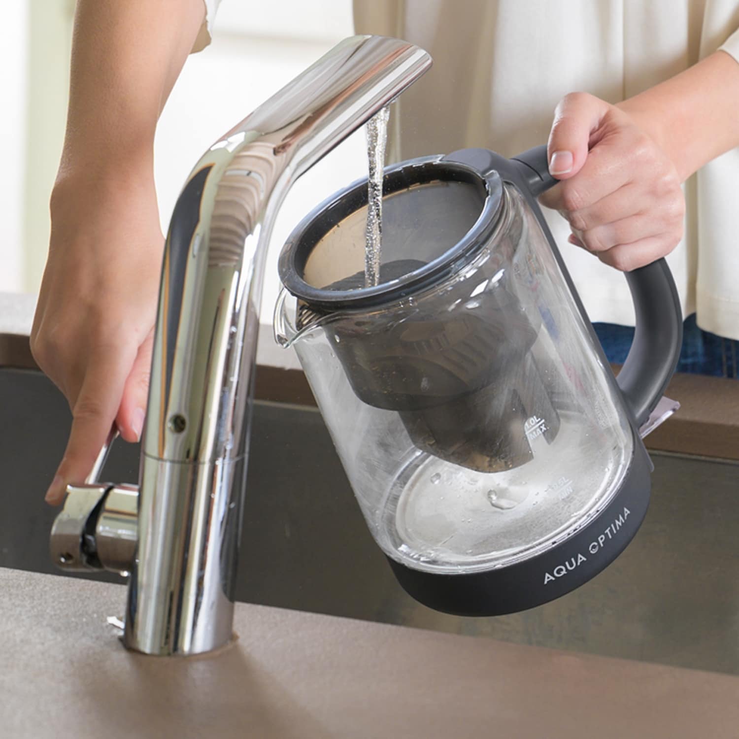 Aqua Optima Electric Kettle with Water Filter 1500W fast boil Black