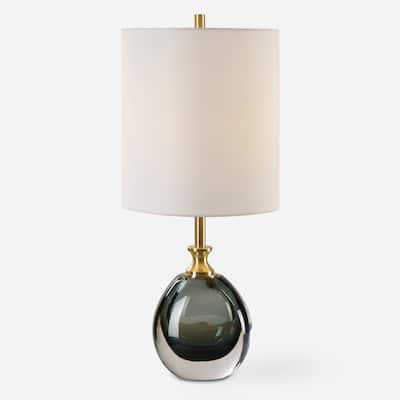 Uttermost Enigma Teal Blue Glass Buffet Lamp - 20'' H X 9'' W X 9'' D