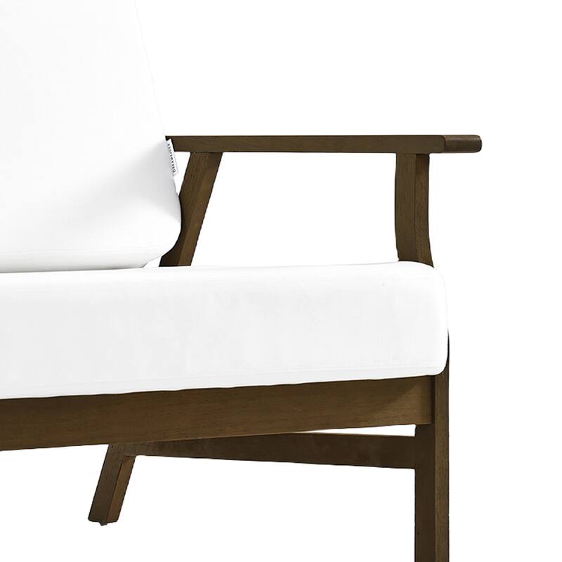 Teak Frame Outdoor Loveseat Daybed with Water-Resistant Cushions.