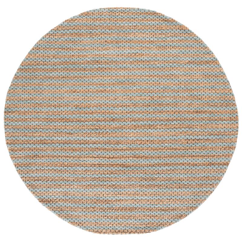 Martha Stewart by SAFAVIEH Handmade Deivi Jute Rug - 6' Round - Natural/Light Blue