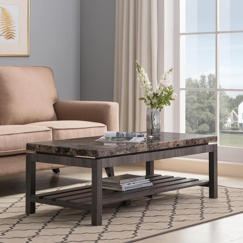 Occasional Faux Marble Coffee Table - Brown