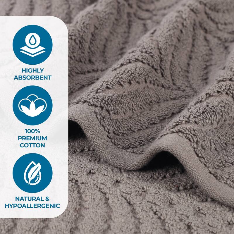 Superior Chevron Zero Twist Solid and Jacquard Cotton Bath Sheet Set of 2