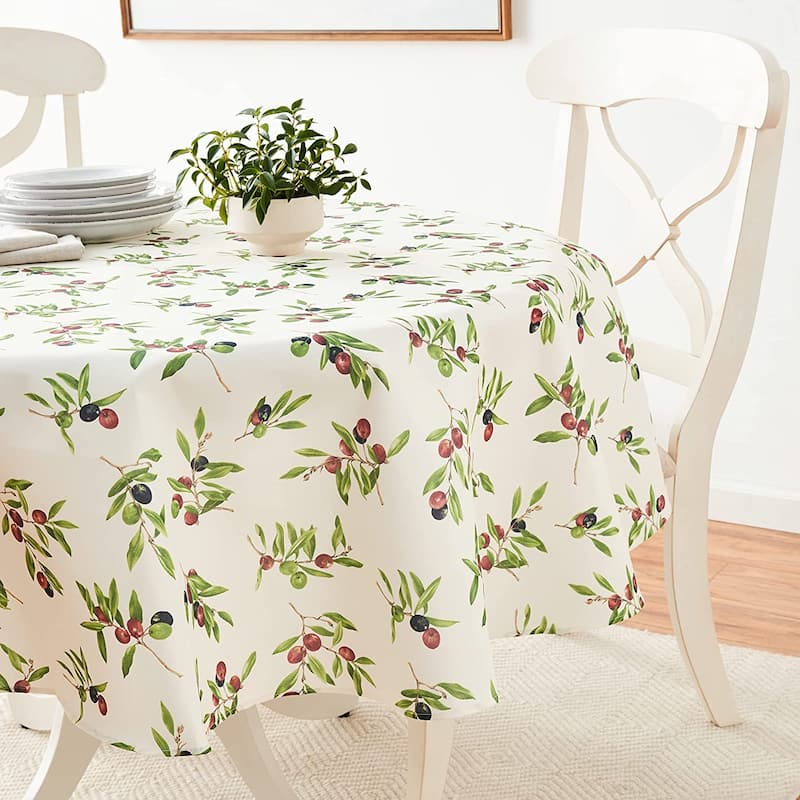 Violet Linen European Olives Branch Pattern Tablecloth - Bed Bath ...