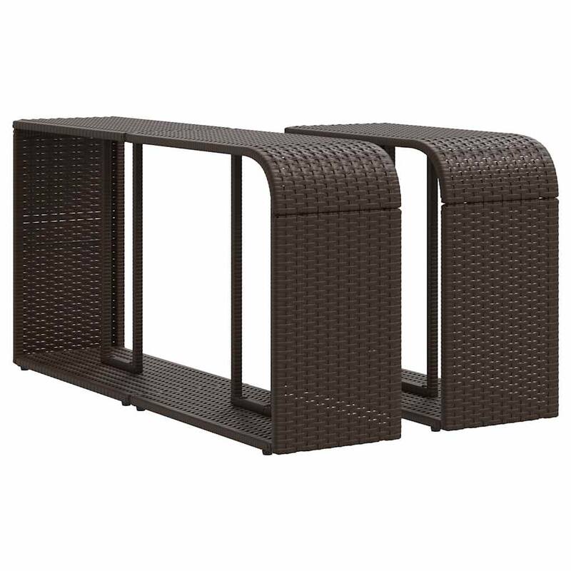 vidaXL 10 Piece Patio Sofa Set with Cushions Brown Poly Rattan - 25.8 x 24.4 x 27.2