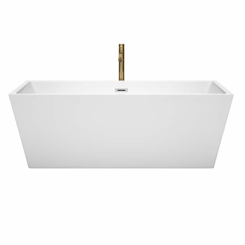Wyndham Collection Sara 67-inch White Freestanding Soaking Bathtub