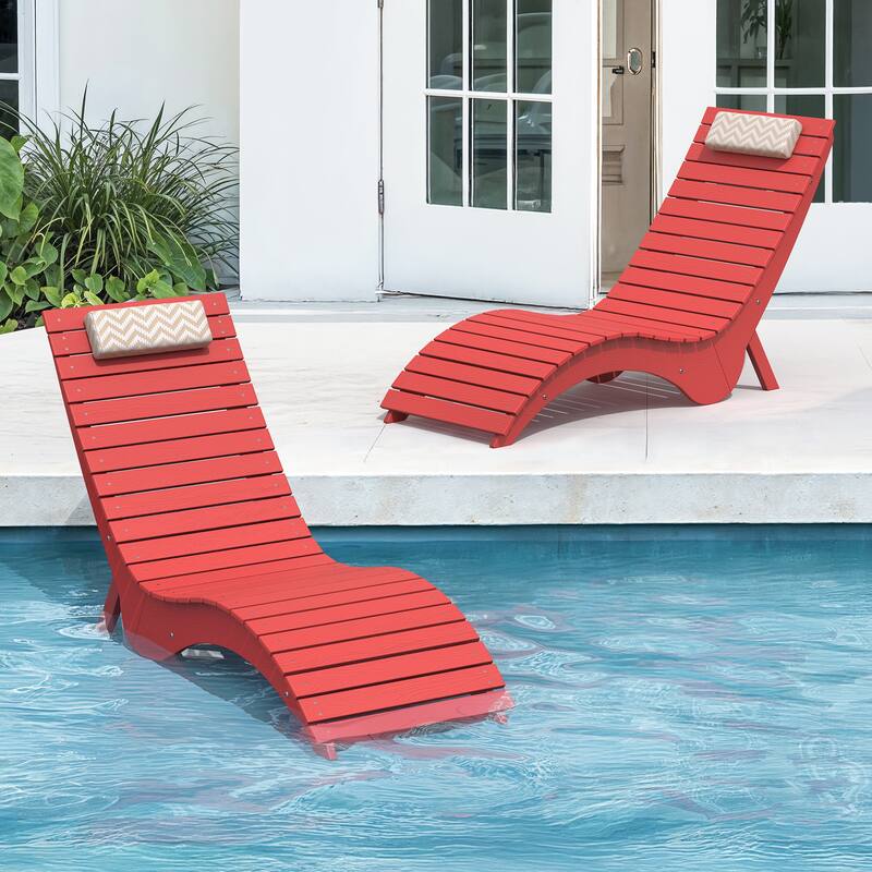 Water-Resistance Pool Lounger for Deck, Pool, or Courtyard - Red