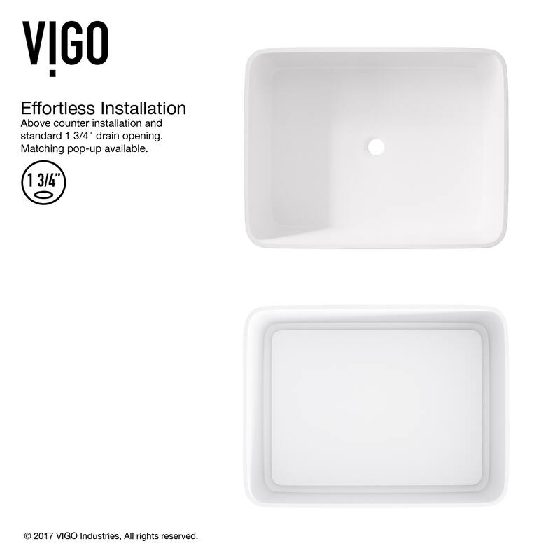 VIGO Jasmine 18"L x 15"W x 5"H Matte Stone Rectangular Bathroom Vessel Sink