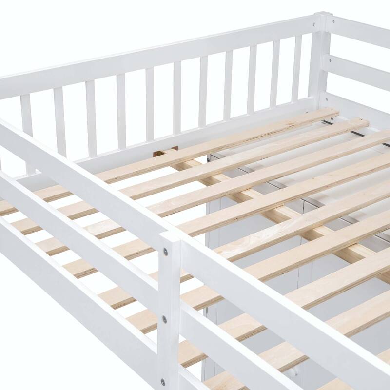 Full Over Twin Bunk Bed with Wardrobe and Drawers