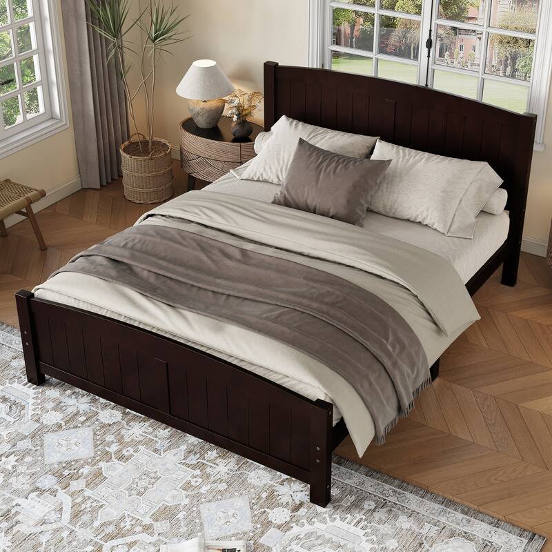 King/Queen/Full Size Platform Bed, Solid Wood Bed Frame with Support Slats, No Box Spring Needed, Sturdy Structure