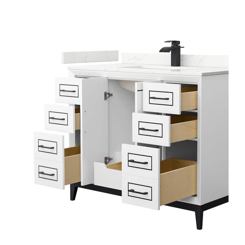 Wyndham Collection WCH515142S-QTZ-UNSMXX Marlena 42" Free Standing