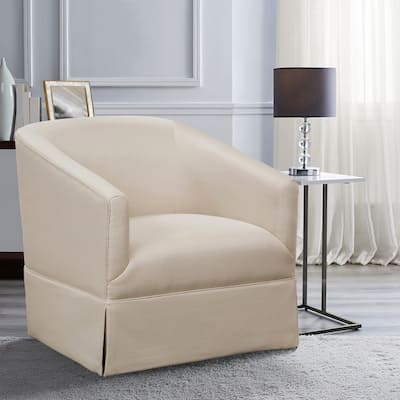 Earl Linen Skirted Swivel Chair For Living Room
