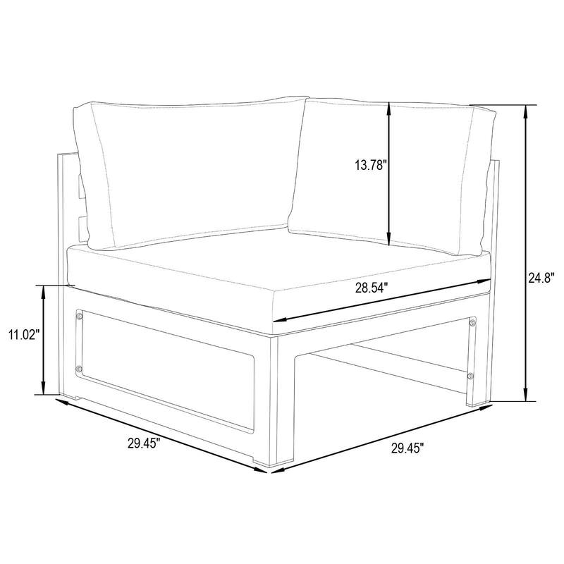 LeisureMod Chelsea 5-Piece Outdoor Patio Sectional and Coffee Table Set with Cushions