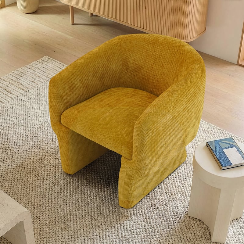 Warren Scandinavian & Mid-Century Modern Style Lounge Chair with Plush Chenille Comfort - Gold Chenille