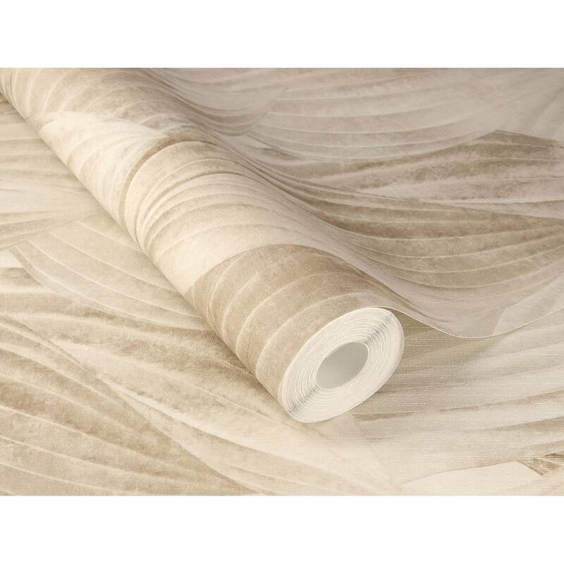 A-Street Prints Melora Beige Leaf Wallpaper