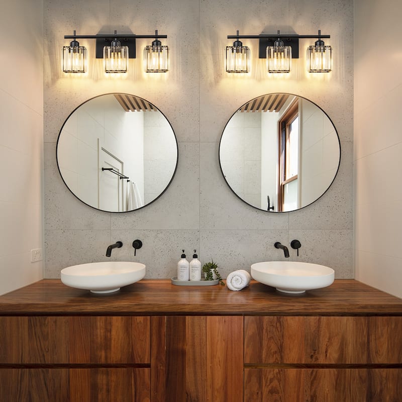 Starsky 3/4-Light Modern Dimmable Bathroom Crystal Vanity Light Wall Sconces with Crystal Shade