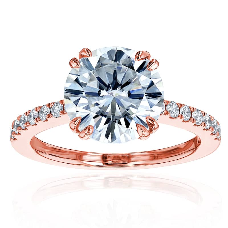 Kobelli 3.22 Carats Lab Grown Diamond Certified 14k Solid Gold Half Eternity Tulip Engagement Ring - Rose - 4