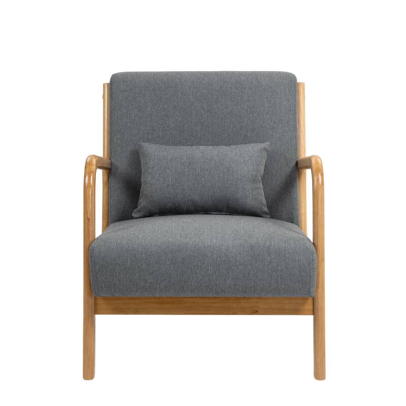 Mid-Century Modern Upholstered Accent Chair with Wood Frame