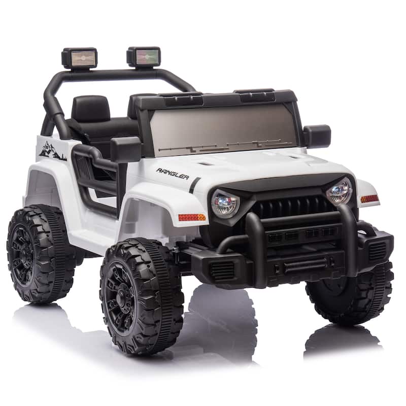 Ride on Truck Car with Removable Steering Wheel, Electric Car for Kids with LED Lights, Tan Battery Powered Electric Car