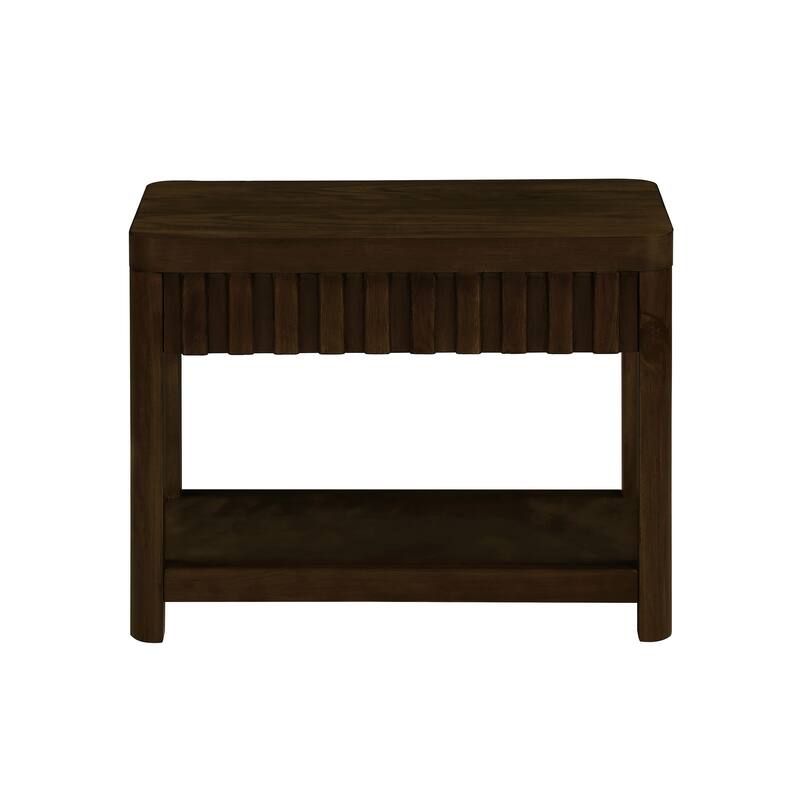 25'' Rectangular Farmhouse End Table with Storage Shelf, Sofa Side Table with Solid Wood Legs for Living Room, Bedroom, Office