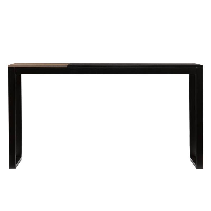 SEI Furniture Lydock Color Block Black & Burnt Oak Console Table