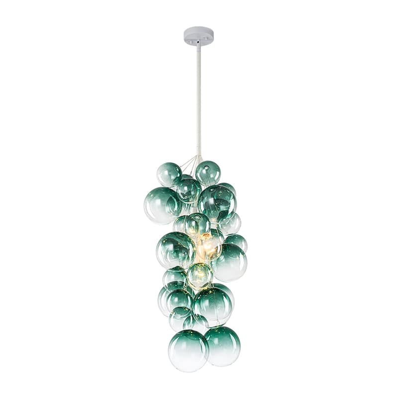 Creative 3-Light Cluster Clear Glass Bubble Chandelier For Dining Room - 15.7 in