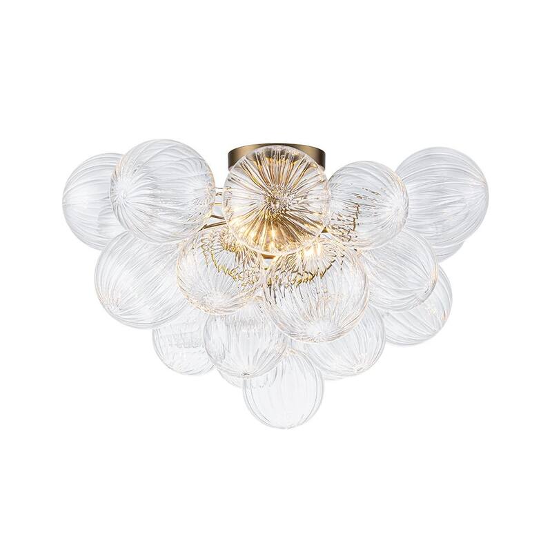 Glam 2-Light Striped Glass Cluster Bubble Living Room Flush Mount - 19.7 in