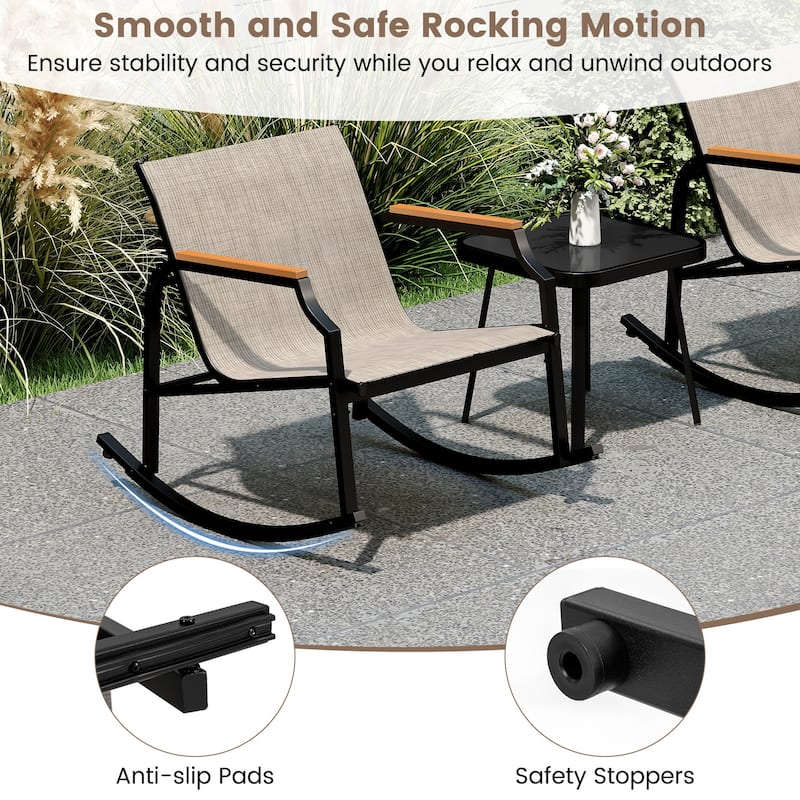 Costway 3 PCS Rocking Bistro Set Outdoor Conversation Set with Porch - See Details