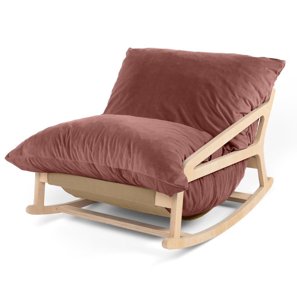 Pillow Saxx Bean Bag Rocking Chair - Elegant Oversized Rocker with Modern Wood Frame