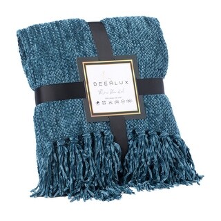 Decorative Chenille Throw Blanket with Fringe
