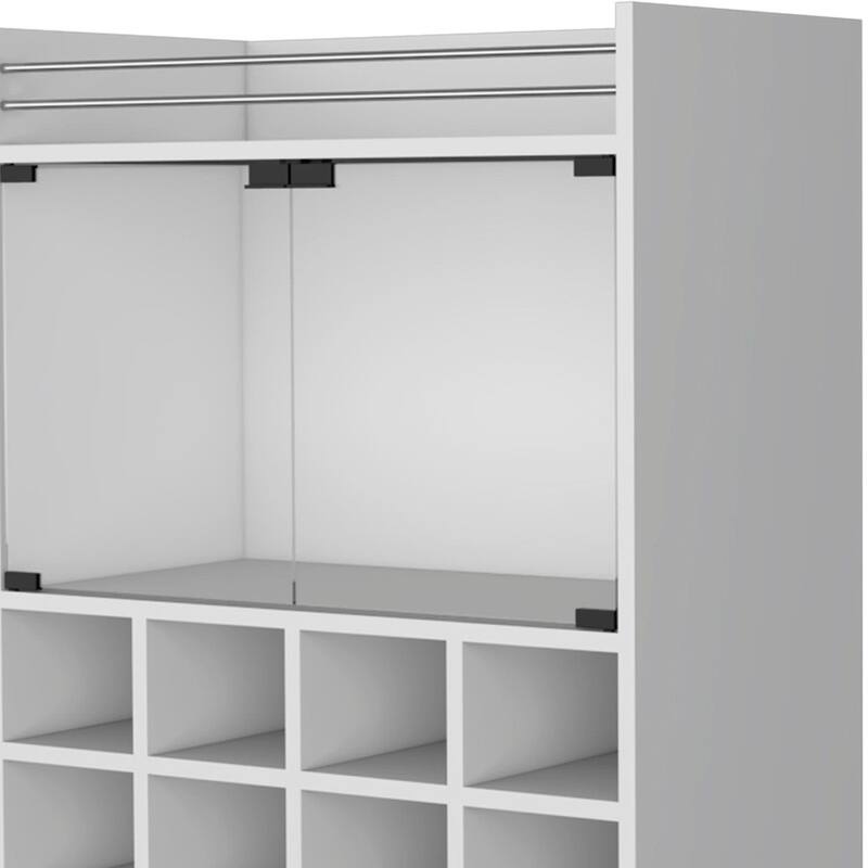 HomeRoots White Rolling Bar Cart With Wine Storage - 25.80 in. x 32.28 in. x 14.70 in.