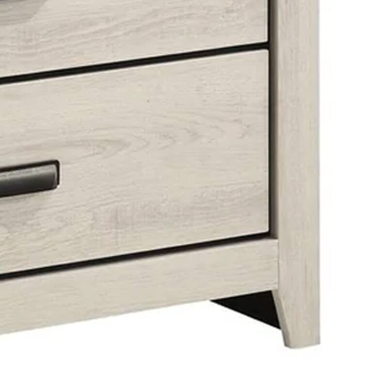 Lei Bedroom Tall Dresser Chest with 5 Drawers, Distressed White Wood