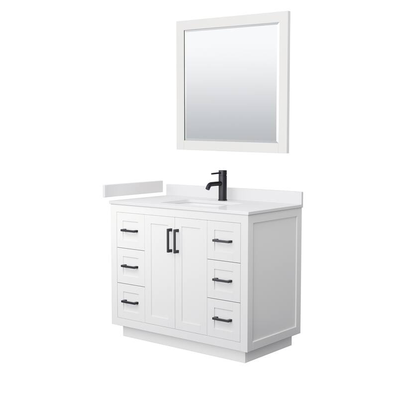 Miranda Single Vanity Set, Cultured Marble Top, 34-Inch Mirror