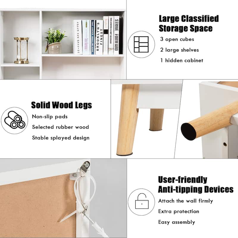 Costway Floor Storage Cabinet Free Standing Wooden Display Bookcase