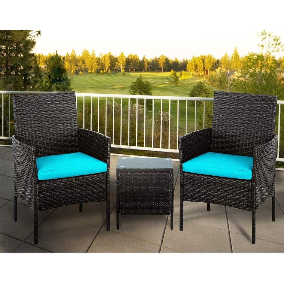 Suncrown Outdoor 3-piece Wicker Bistro Furniture Set