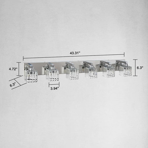 dimension image slide 2 of 4, 6/7 Light Bathroom Vanity Light Wall Sconce with Crystal Shade