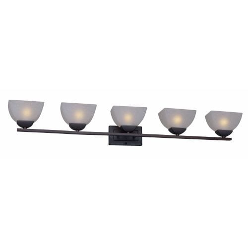 Forte Lighting 5700-05 5 Light Bathroom Vanity Light with White Linen Glass Shades