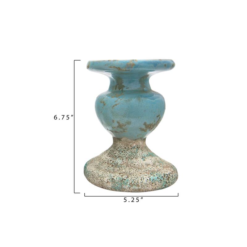 Sculptural Terracotta Pillar Candle Holder