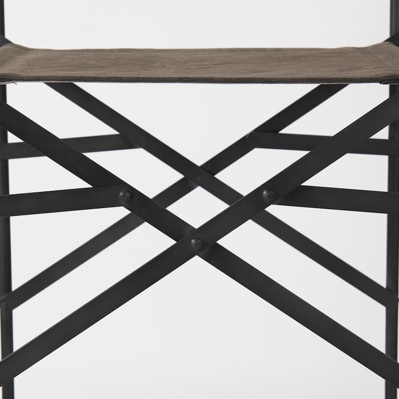 Direttore Black Genuine Leather Seat with Black Metal Frame Counter Stool