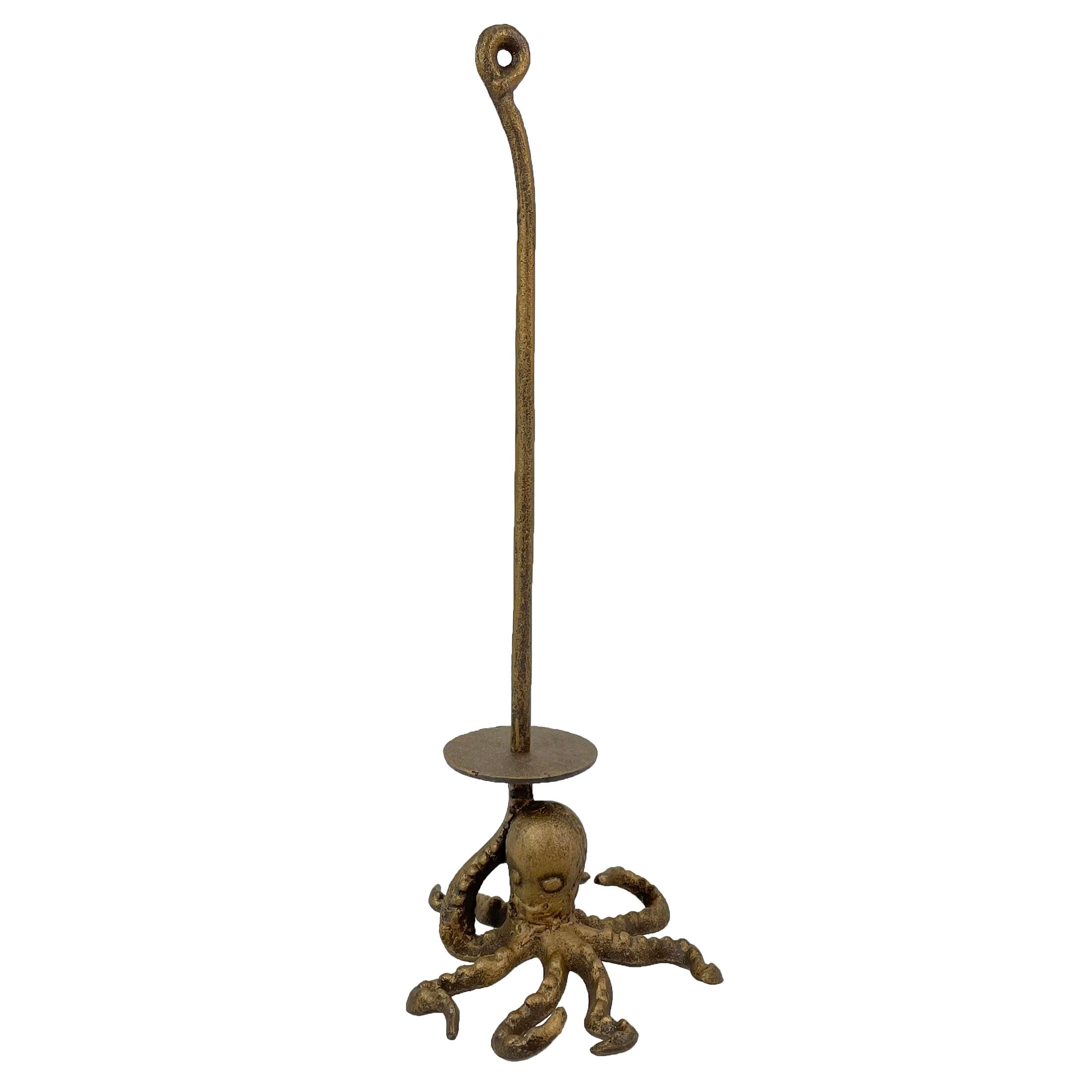 Bronze Cast Iron Octopus Paper Towel Holder Kitchen Bathroom Decor - 17 X 6.5 X 6.25 inches