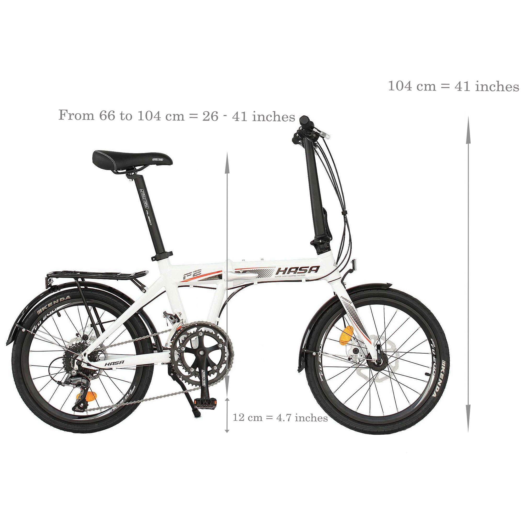 hasa folding foldable bike sram 6 speed white