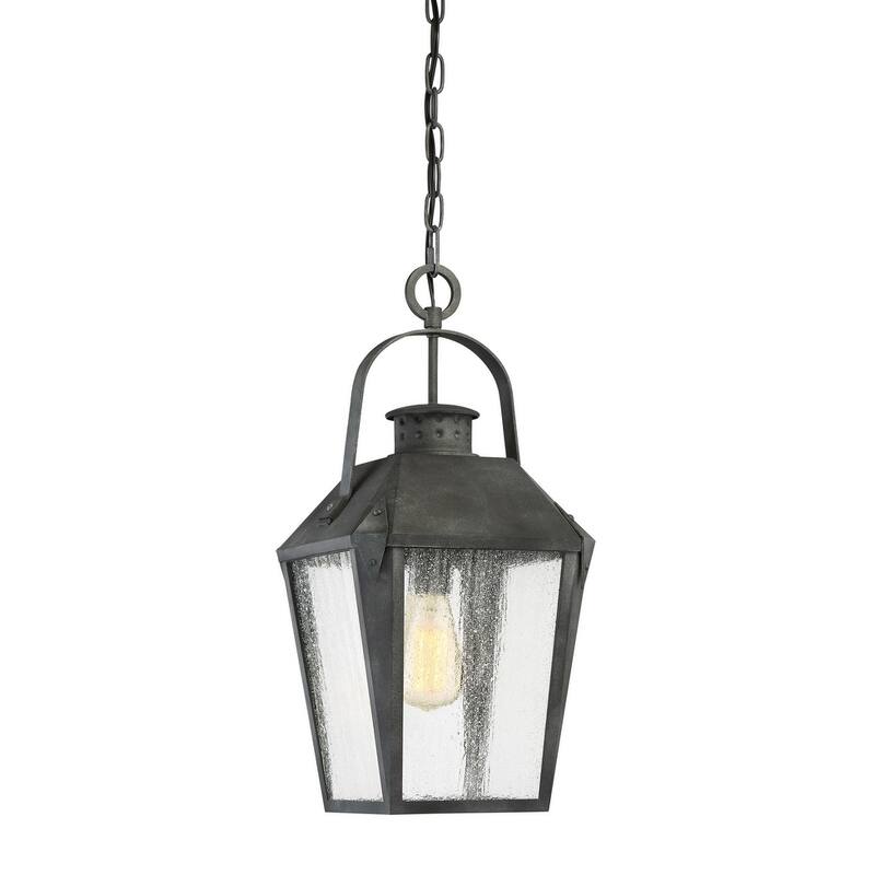Roseto Cheatham Single Light 10" Wide Outdoor Lantern Style Pendant - Mottled Black