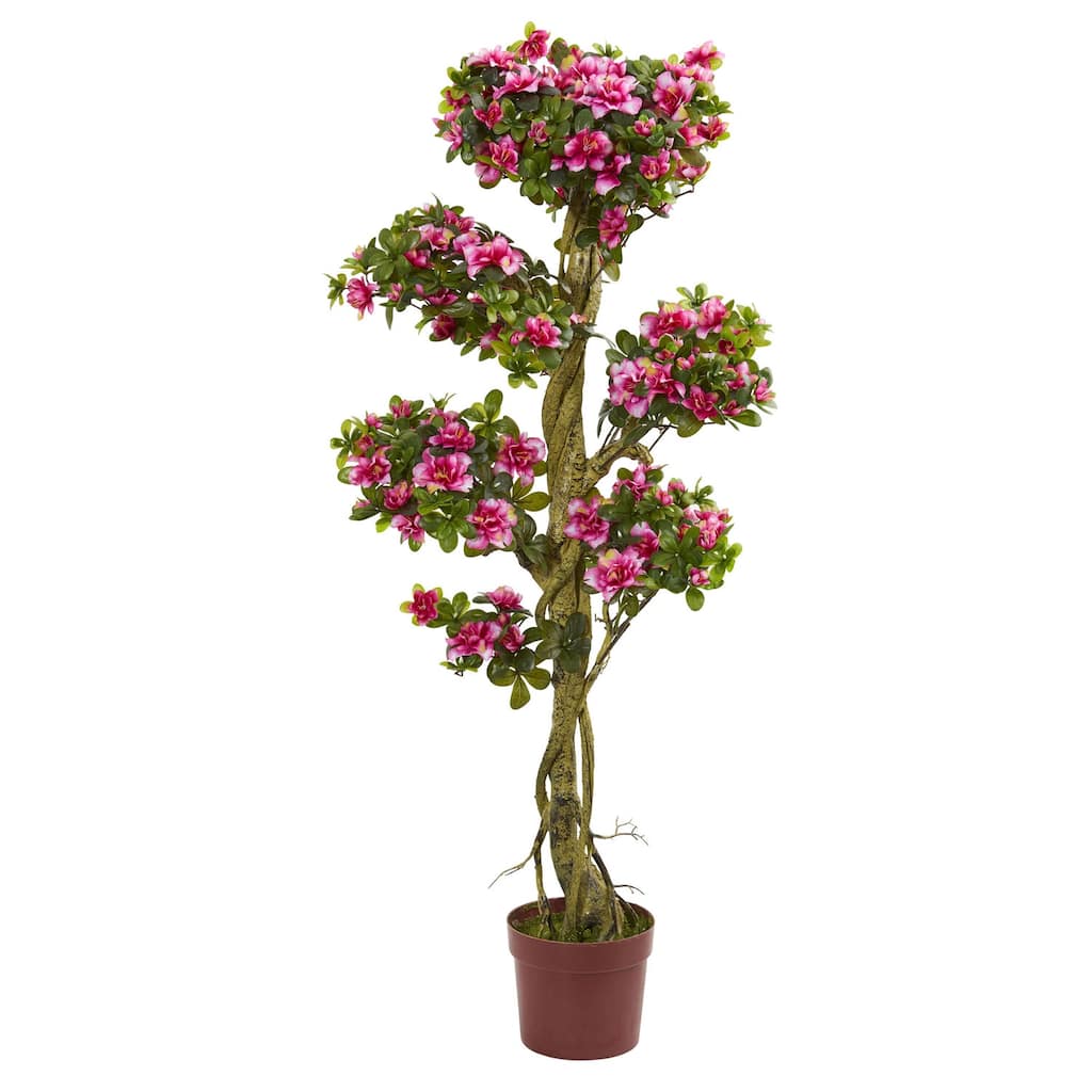 Hollywood Regency Artificial Tree - 5ft Pink Bloom Decorative Accent Tree for Home Decor - Green - 51-60 Inches