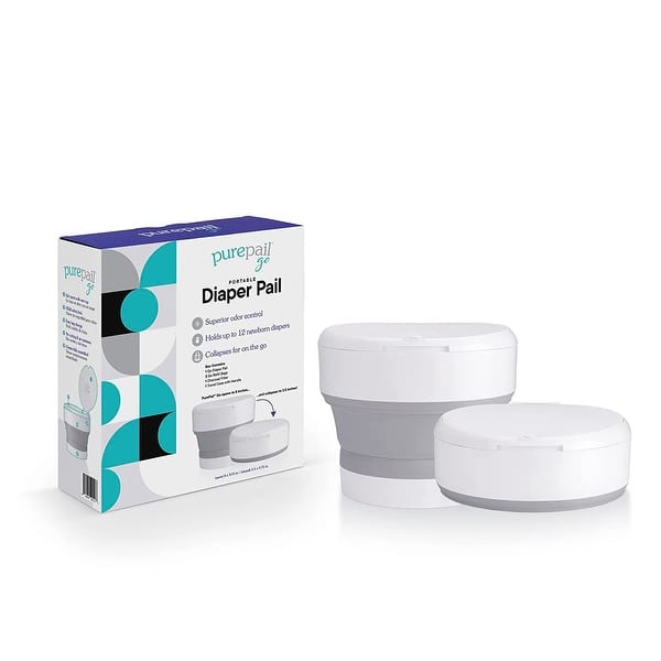 slide 2 of 9, PurePail Go Portable Diaper Pail White