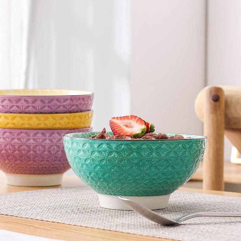 vancasso Macaron Porcelain 23Oz. Oriental Cereal Bowls Set