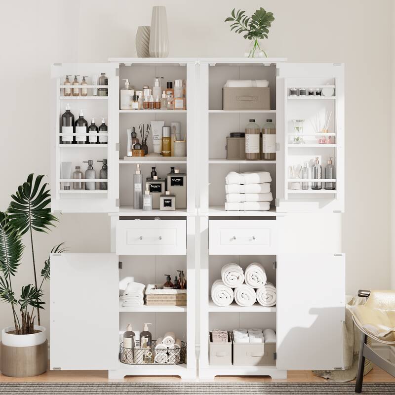 Versatile Freestanding Bathroom Cabinet with Adjustable Shelves and Multiple Compartments