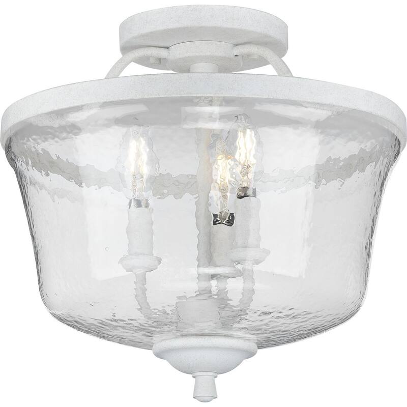 Bowman Collection Cottage White Three-Light Semi-Flush Convertible - 14.180" x 16.565" x 16.550"
